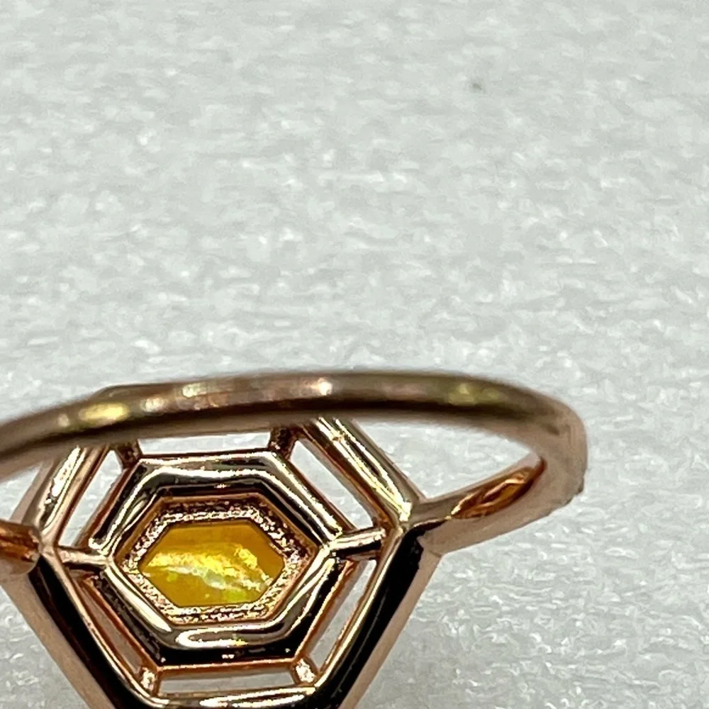 OCTOBER Ring Bomb Party, Size 9 RBP5499 Rose Gold Plated Yellow Opal